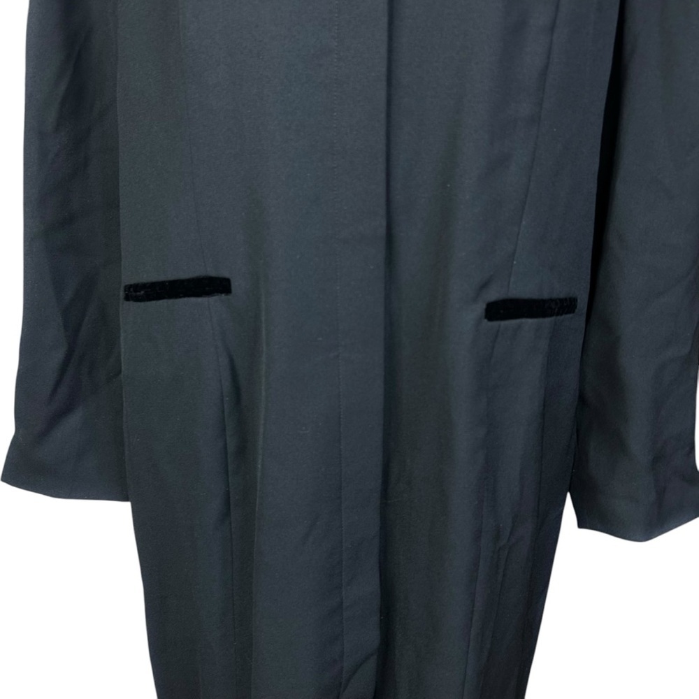 Vintage Talbots Maxi Black Coat Dress 18 Goth Velvet Accents Flaws - Picture 7 of 11